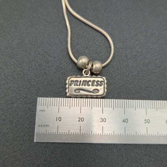 18 Inch Sterling Silver Simple Style Princess Pendant Necklace A6065 - Picture 6 of 7